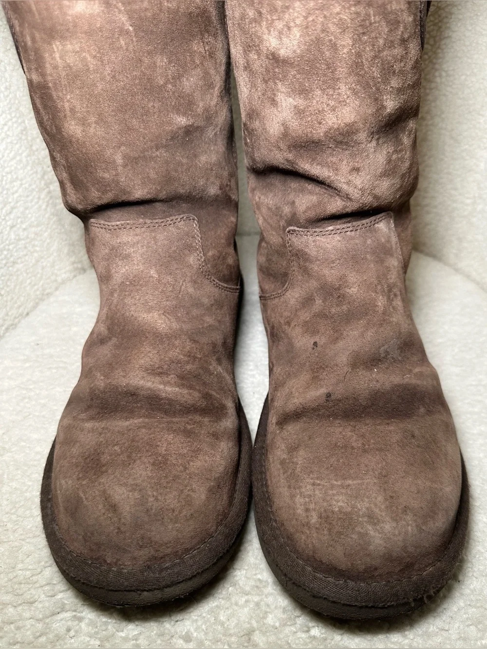 UGG Australia Brown Sheepskin Tall Zip Boots winter warm cozy fuzzy cabin 10